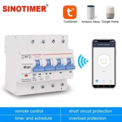 Întrerupător de circuit inteligent Sinotimer, Tuya, WiFi trifazat 4P,380V, 63A, protectie suprasarcina, scurtcircuit